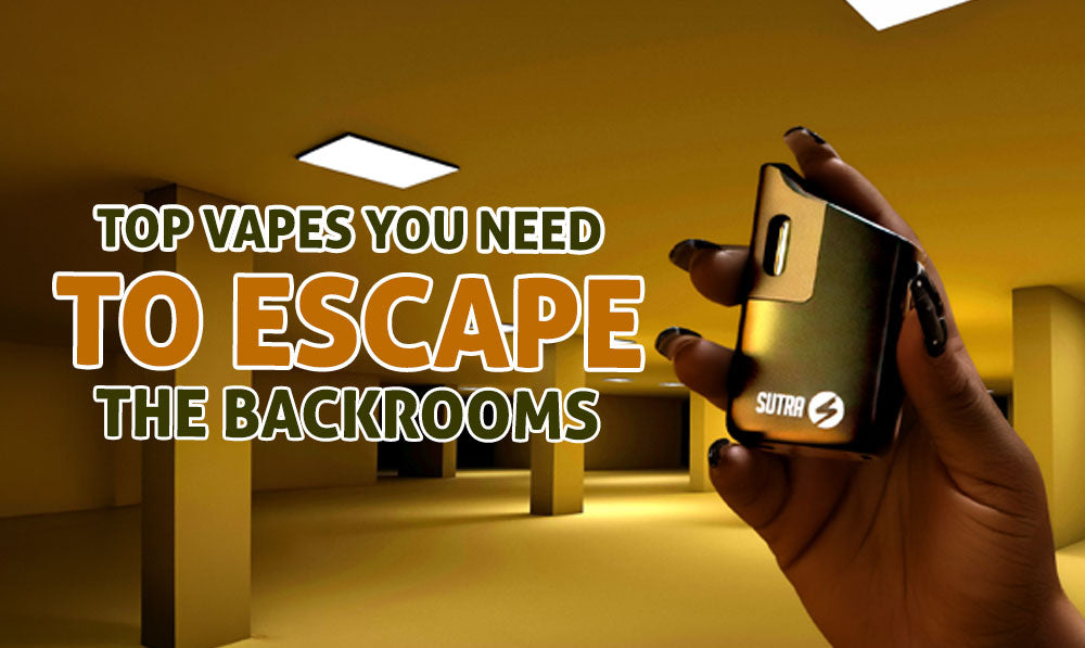 Headline text with picture of female hand holding vape product