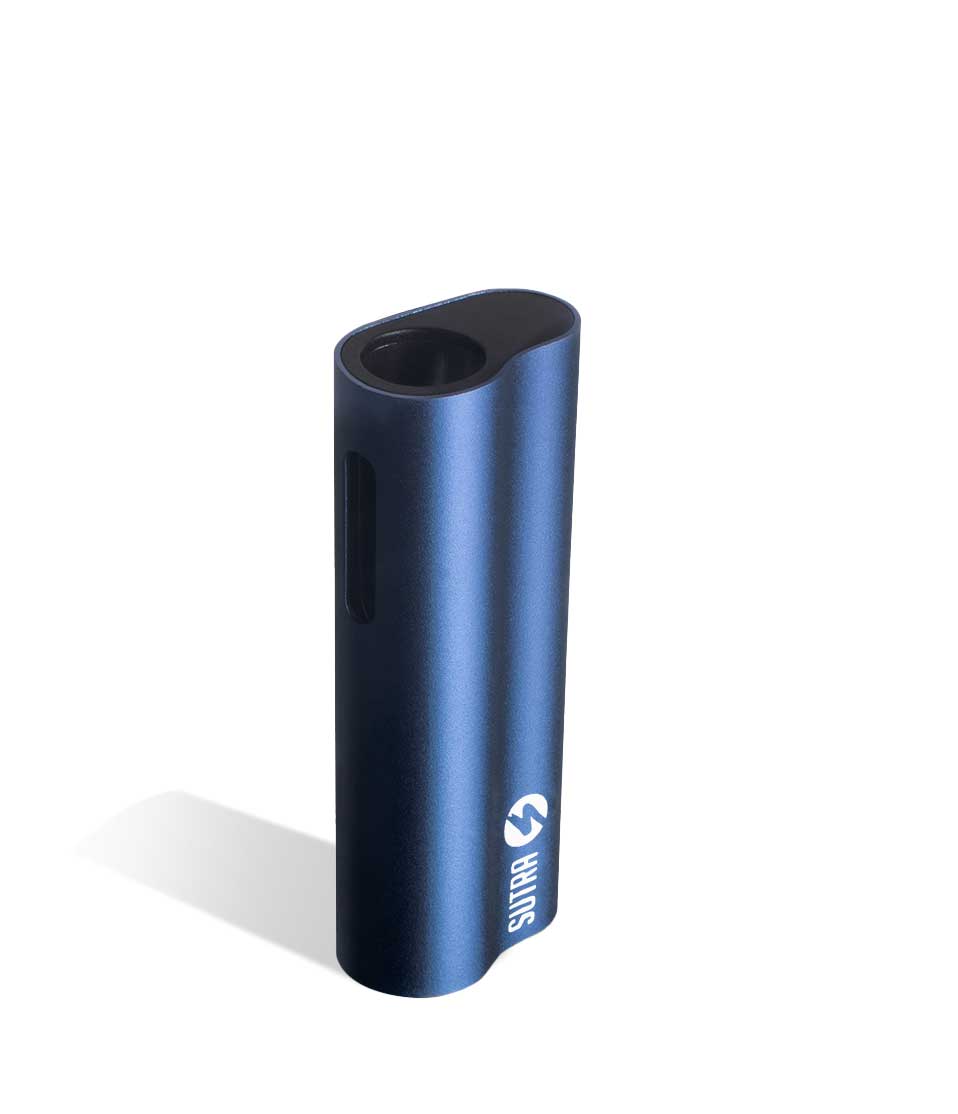 Blue above view Sutra Vape Auto Cartridge Vaporizer on white background